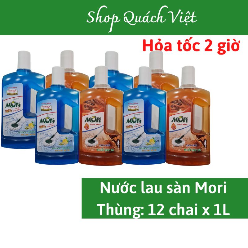 Nước lau sàn MORI, hương quế/ sả chanh, thùng 12 chai x 1L