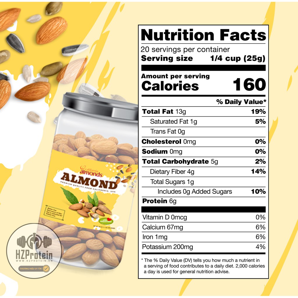 CALIFORNIA ALMONDS PREMIUM - HẠNH NHÂN MỸ CAO CẤP, SẤY NGUYÊN HẠT, GIÀU DINH DƯỠNG, CHO NGƯỜI ĂN KIÊNG (500 GRAM)