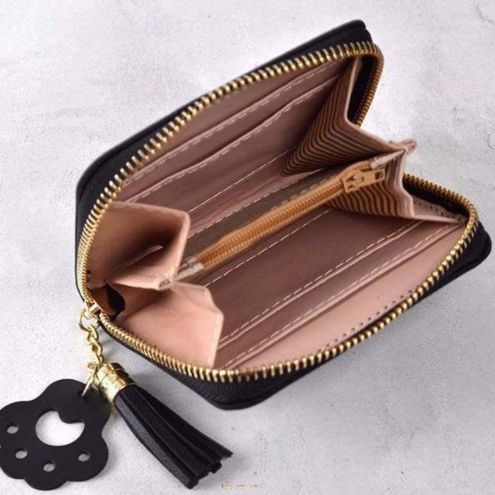 Ví Đựng Tiền Xu Mini Bằng Da PU Đa Năng Có Khóa Kéo In Họa Tiết Chân Mèo Dễ Thương Cho Nữ