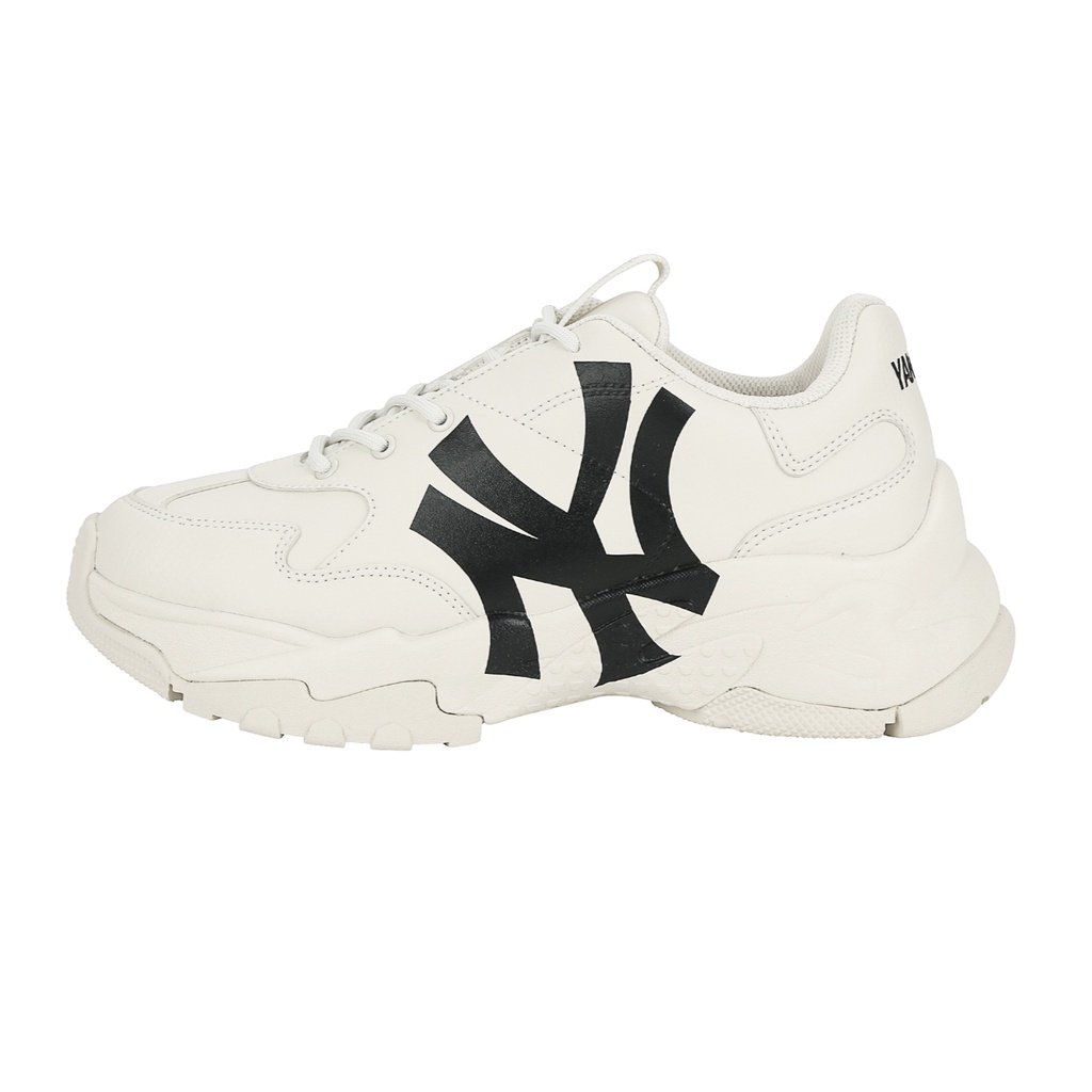 Giày MLB CHUNKY NY Chính Hãng, Giày MLB Nam Nữ Hàn Quốc CHUNKY NY TRẮNG LOGO ĐEN Năng Động Thời Trang
