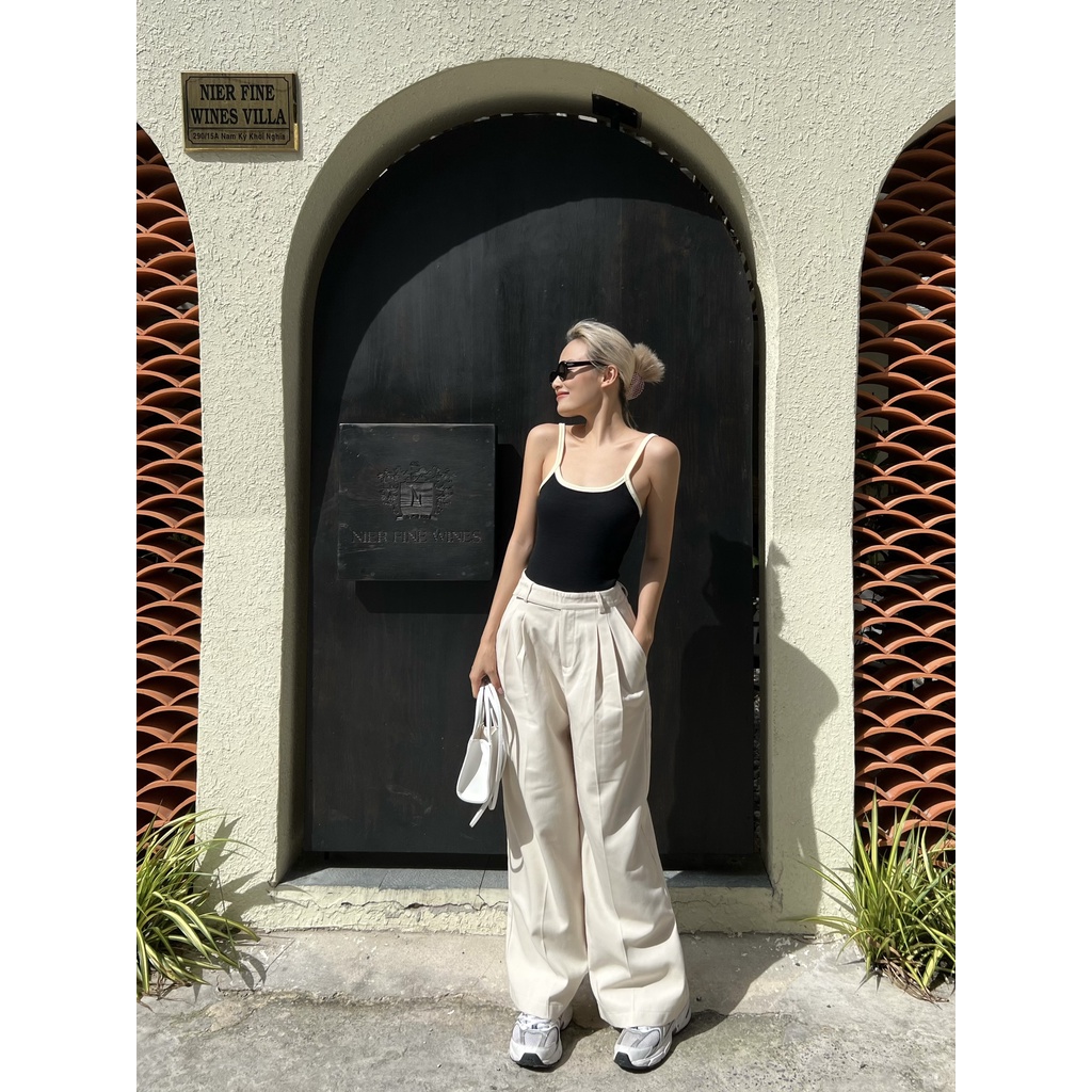 Quần dài ống rộng thắt lưng dán SANDY PANTS