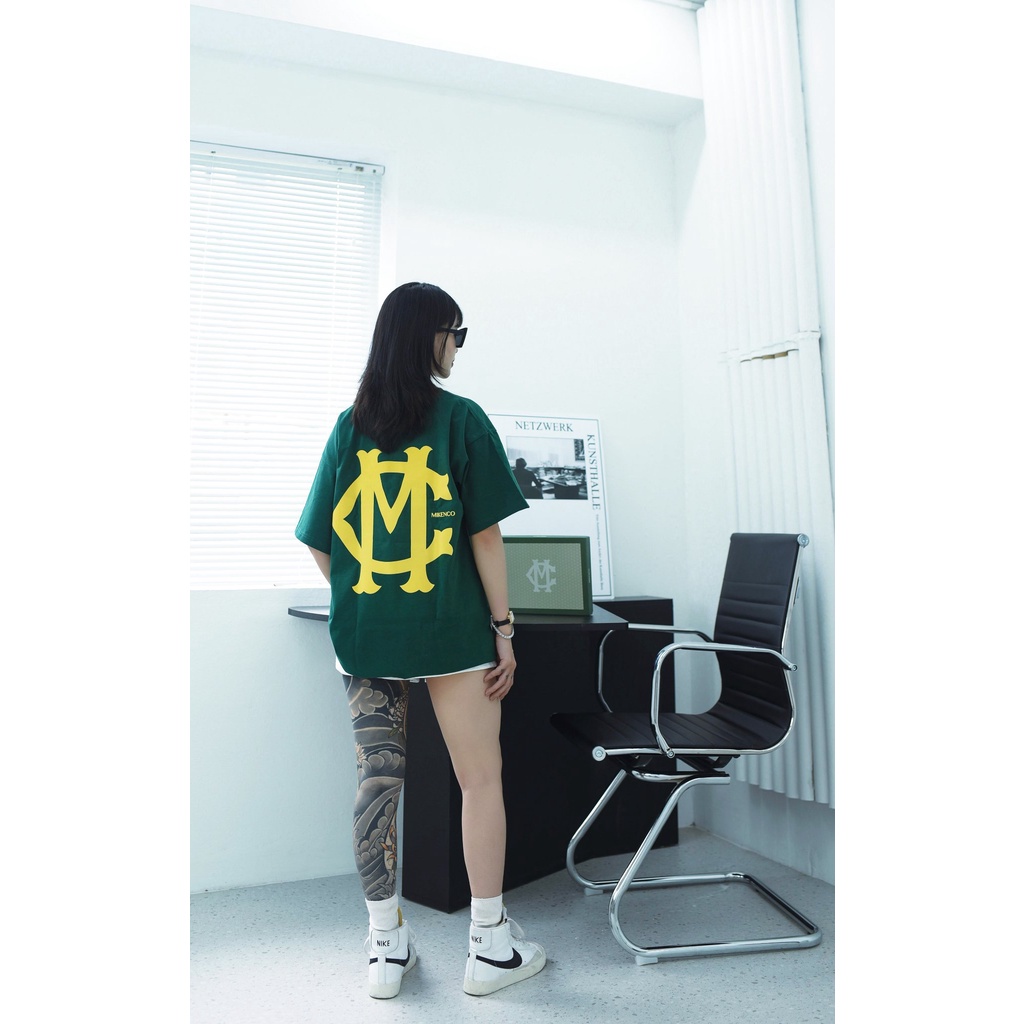 Áo unisex nam nữ MIKENCO INTERLOCKING GREEN vải cao cấp form cực đẹp