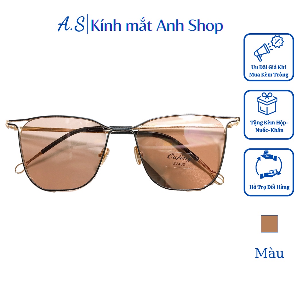 Kính mát vuông kiểu mắt mèo chất liệu kim loại 7072