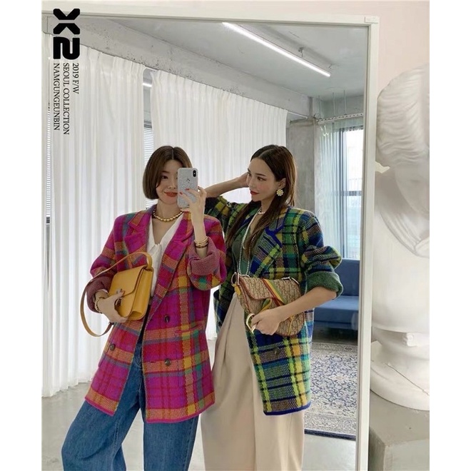 Áo vest blazer kẻ caro koreastyle