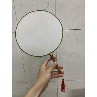 Quạt Cổ Trang Tròn Vải Trơn