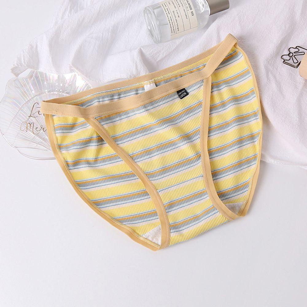 Quần Lót Lưng Thấp Thoáng Khí Họa Tiết Kẻ Sọc Dễ Thương Cho Nữ