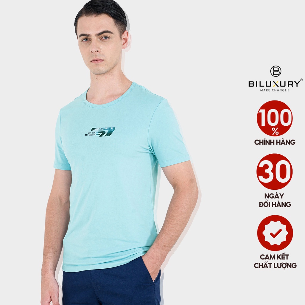 Áo phông nam thun cổ tròn Biman by Biluxury hoạ tiết trẻ trung form chuẩn bền màu 5APKH010XNG