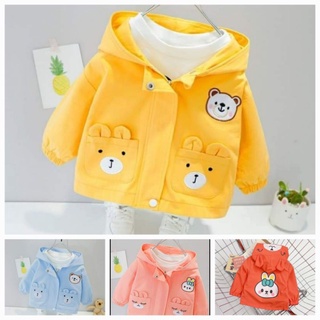 Áo Khoác Gió Bé Gái 2 lớp chất đẹp dày dặn túi thật họa tiết gấu thỏ