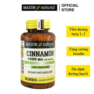 Hỗ trợ sức khỏe Viên uống ngăn ngừa biến chứng tiểu đường, Tăng cường sản sinh Insulin Cinnamon 100mg Lọ 100 Viên