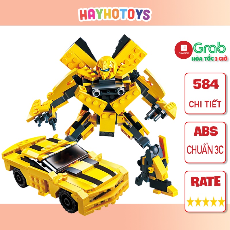 Đồ chơi Lego Robot hiến hình Mecha, Lego Oto dạng hộp giấy cho bé từ 5 tuổi