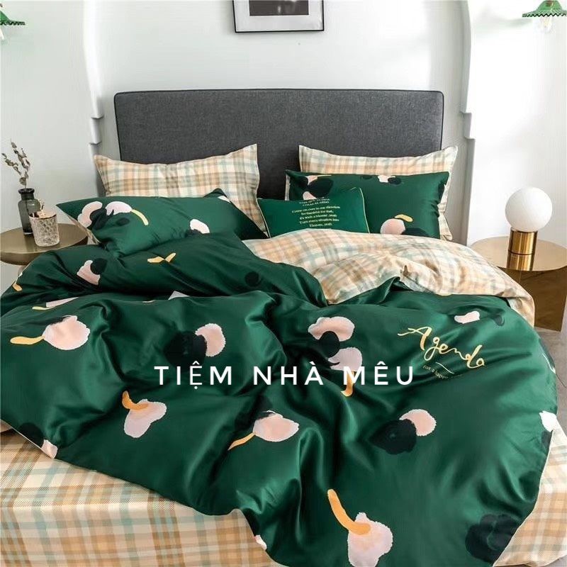 ( Tăng Kèm Túi Đựng Bộ Chăn Ga Gối Lụa ✨ m6/m8/2m - Tiệm Nhà Mêu✨Set 4 Món Tencel Sumoi 40s Hoa Sang Trong Siêu Mềm Mát