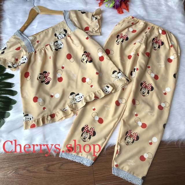[Mã WABOOM giảm 15% đơn 99k] Đồ bộ ngủ tiểu thư cộc tay quần lở chất voan cat lụa phối gen mẩu mới | BigBuy360 - bigbuy360.vn