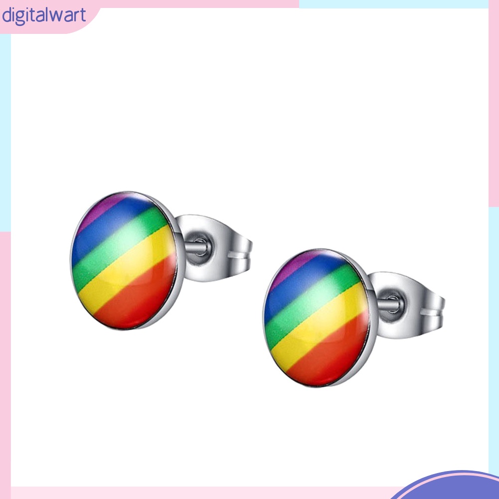 Khuyên Tai Tròn Màu Sắc Cầu Vồng Thời Trang Thanh Lịch Dành Cho Nữ