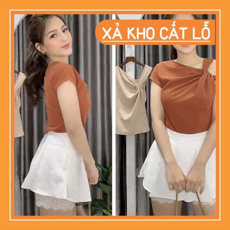[FREESHIP] Áo Sơ Mi Nữ Lệch Vai,Áo Nữ Công Sở Chéo Thái Cam Đất A09 - liin clothing