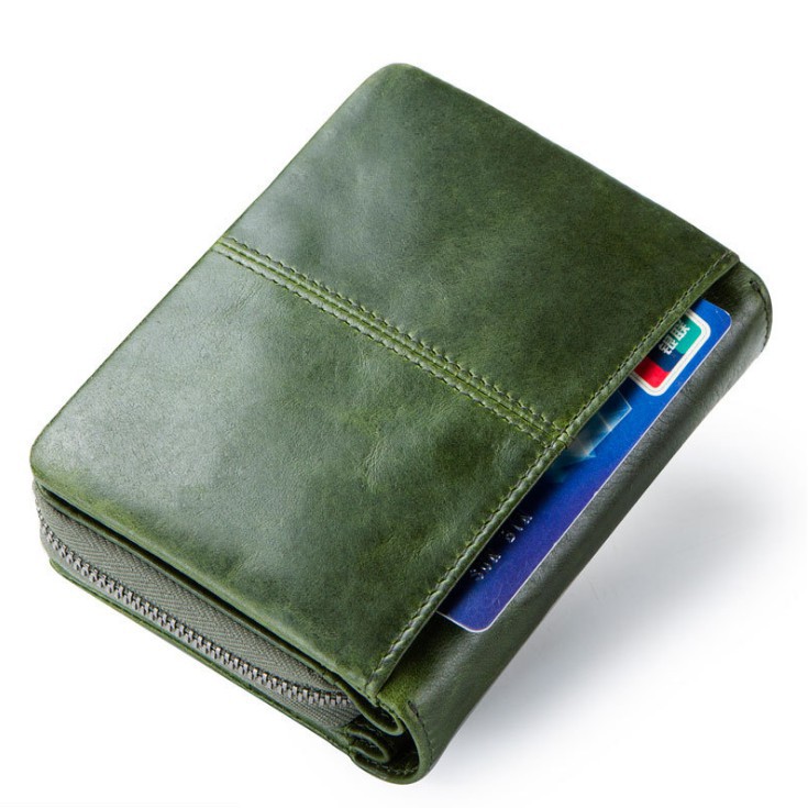 2022 Contac N2149 - Bảo Hành 2 Năm - Bóp Ví Vuông Nữ Bỏ Túi Da Ngựa Điên Men and Women Wallet Genuine Bò - Nam Nữ