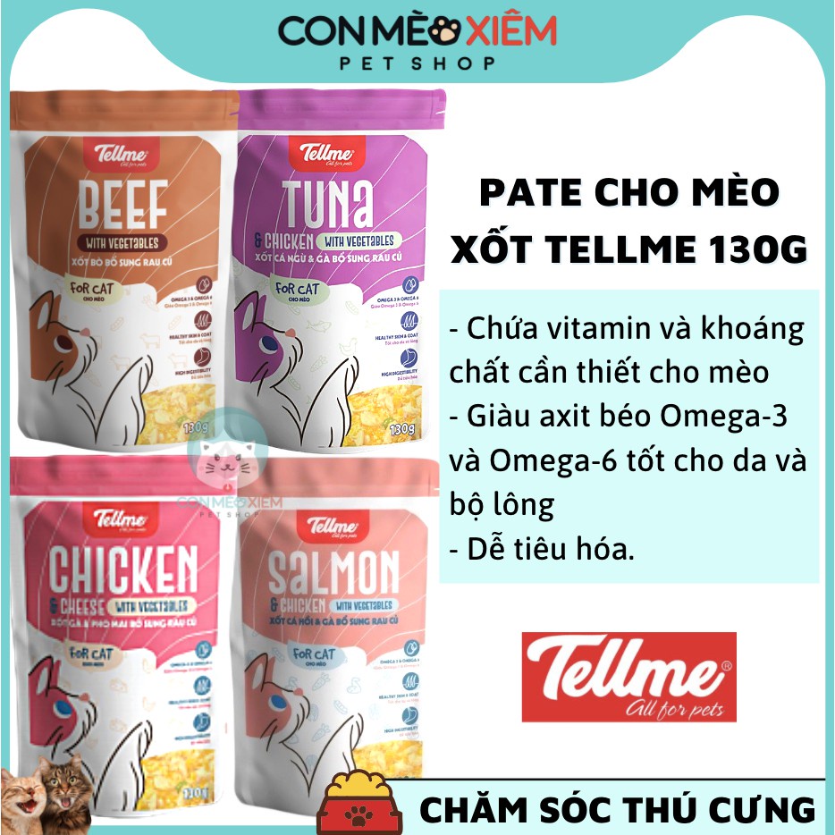 Pate cho mèo Tellme xốt 130g, thức ăn tăng cân mập mèo con lớn nhỏ Con Mèo Xiêm Shop