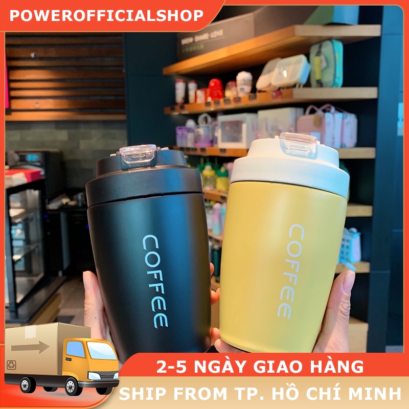 Cốc giữ nhiệt coffee có ống hút ly giữ nhiệt inox 304 cao cấp tiện lợi kèm 2 đầu uống