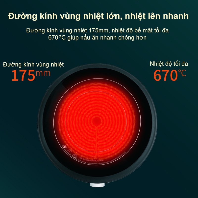 Bếp hồng ngoại mới công suất 2200W Bếp hồng ngoại đơn không kén nồi mặt kính cường lực điều chỉnh mức nhiệt thông minh H