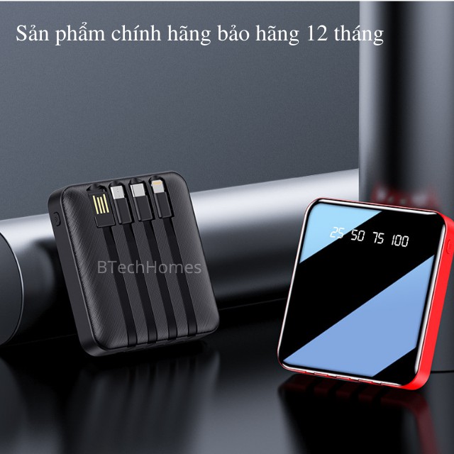 [ Mua 1 Được 4 ] Sạc Dự Phòng 20000mAh Pin Dự Phòng💥FREESHIP💥Có Sẵn Dây Sạc 4 Đầu Điện Thoại Iphone Android Siêu Mỏng