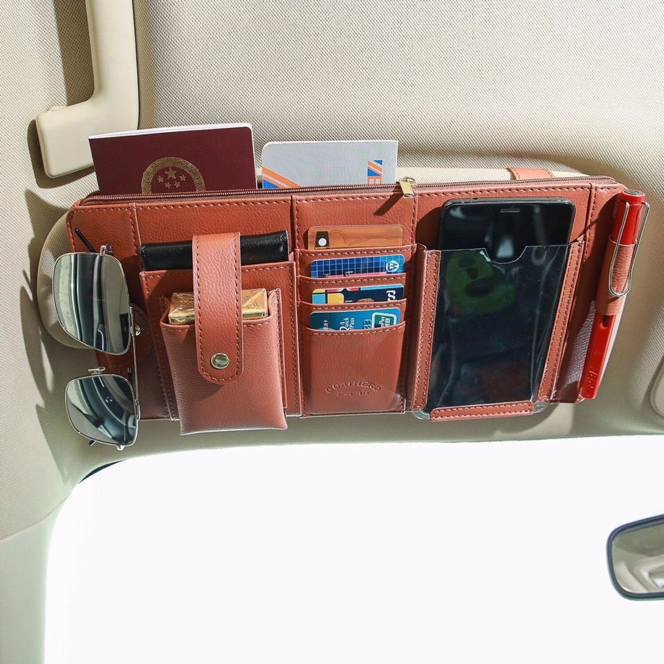 【Sẵn sàng giao hàng】Túi đựng đồ trên ô tôNgăn chứa tấm che nắng ô tô đa chức năng đựng kính nội thất thẻ túi h