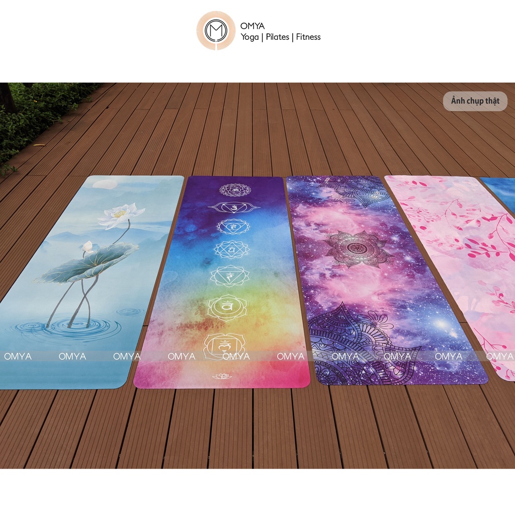 Chính hãng Thảm tập yoga du lịch chống trượt 1,5mm cao su in hoa, định tuyến cao cấp