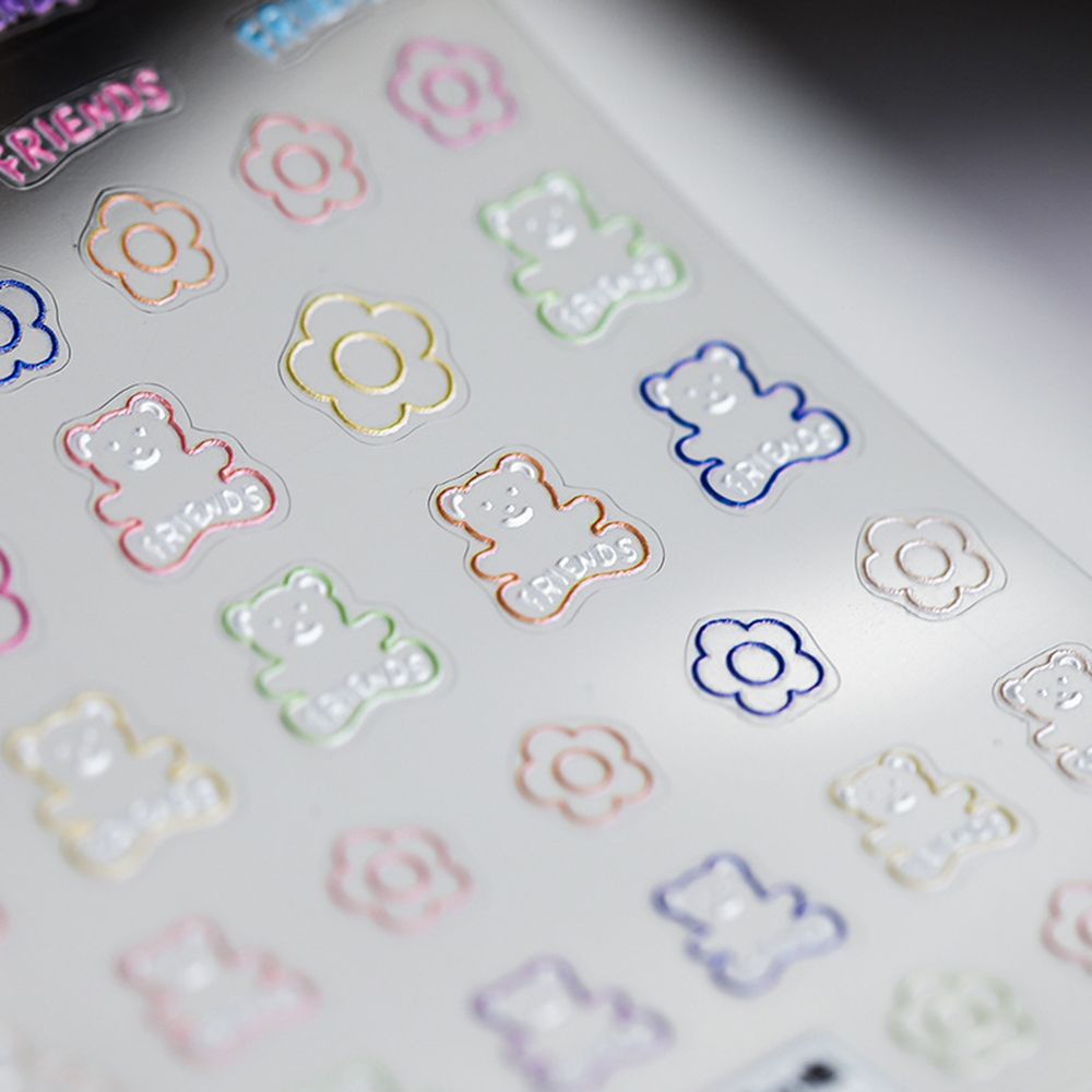 [Hàng mới về] Nhãn Dán Trang Trí Móng Tay Siêu Mỏng Họa Tiết Hoa / Gấu Dễ Thương Diy