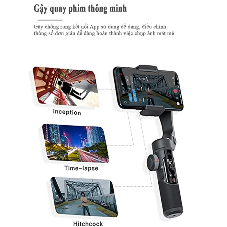 Gim bal chống rung AOCHUAN SMART XR nhỏ gọn - dung lượng pin trâu - hỗ trợ đa dạng điện thoại, Tay cầm chống rung