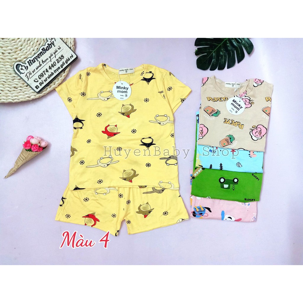 Bộ Cộc Tay Cho Bé Bộ thun lạnh Minky Mom Cộc Tay Cho Bé, Mềm mịn, Thấm Mồ Hôi ,Co Dãn Tốt - M03