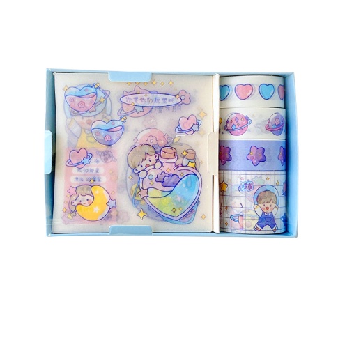 Hộp sticker dán trang trí sổ lưu niệm,trang trí họa tiết hoạt hình dễ thương