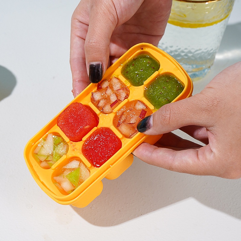 Khuôn Silicone Làm Đá 8 Ngăn Có Nắp Đậy Tiện Dụng