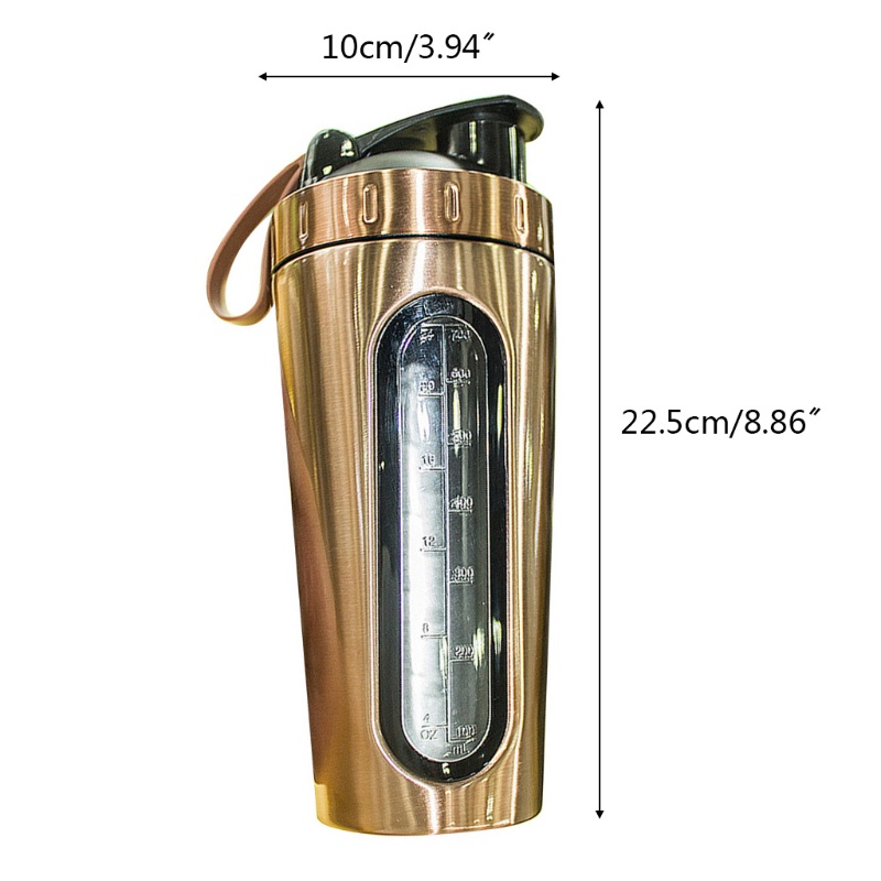 yu Portable 700ml Sports Water Bottle Stainless Steel Protein Shaker Outdoor Travel Leakproof Drinkware