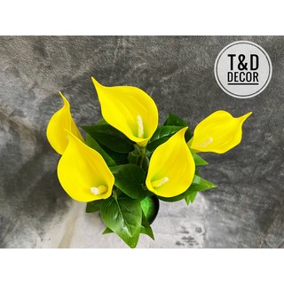 Cây hoa rum vàng 40cm- Cây giả decor