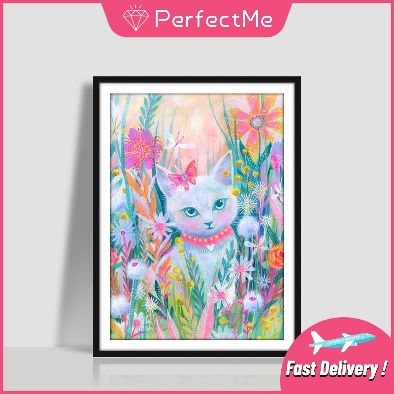 Bộ Tranh Đính Đá 5D Tự Làm 30 X 40Cm Hình Mèo Nhiều Màu Trang Trí Nhà Cửa