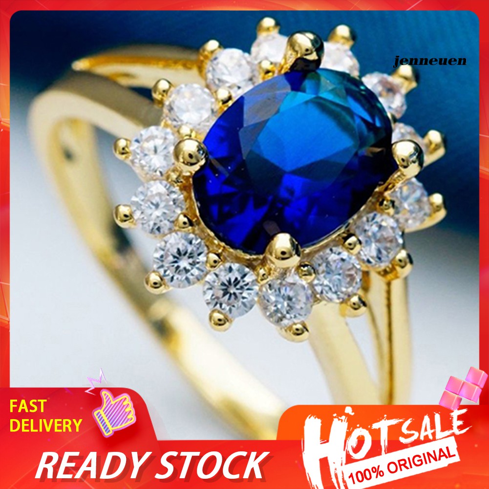 Nhẫn Đính Hôn Đính Đá Hình Oval Lấp Lánh Dành Cho Nữ