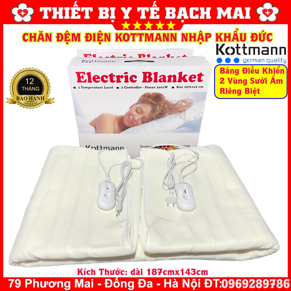Đệm Điện Sưởi Ấm KOTTMANN Đệm Đôi KT:187x143cm - Chính Hãng CHLB Đức