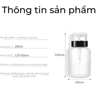 Lọ đựng cồn axeton dung dịch 200ml