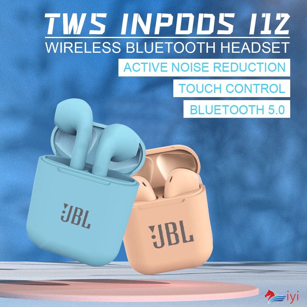 JBL TWS Inpods I12 Bluetooth Tai Nghe Không Dây Hoạt Động giảm tiếng ồn Cho Android IPhone