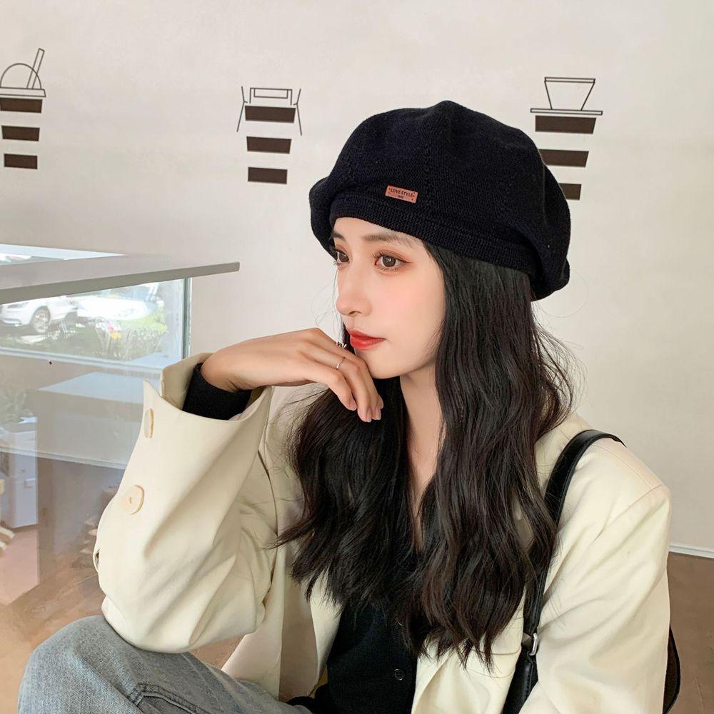 Mũ Beret Dệt Kim In Chữ Phong Cách Punk Vintage Thu Đông Dành Cho Nữ