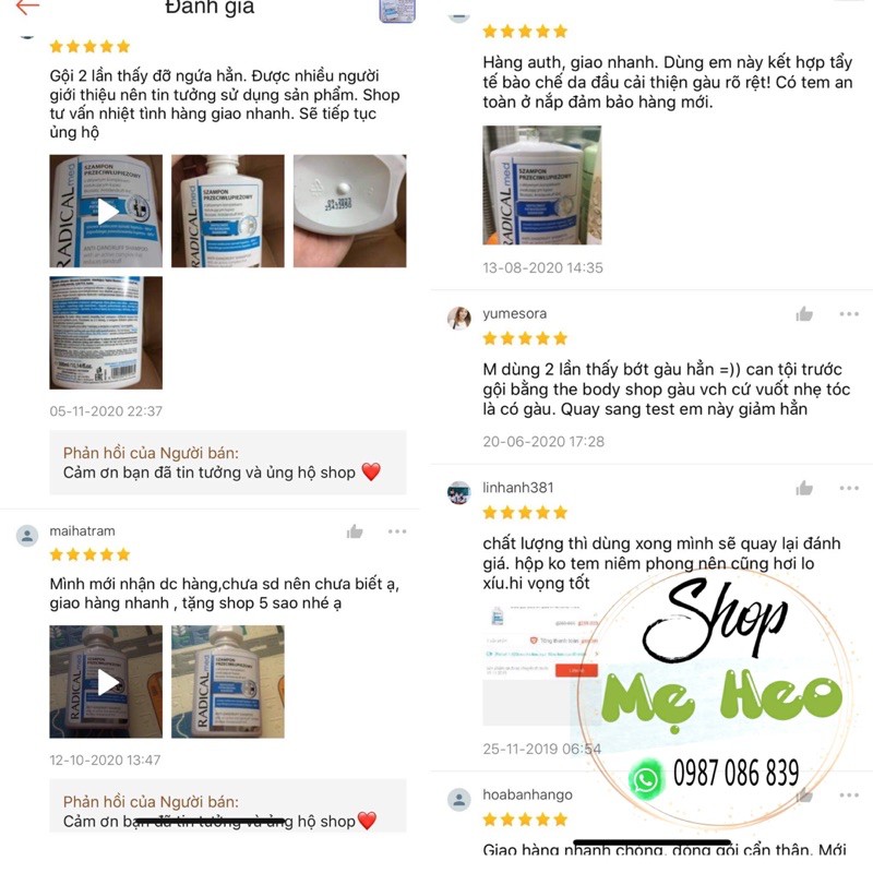[ĐỦ BILL] Dầu gội đầu Radical med xanh giúp làm sạch tóc và da đầu, ngăn ngừa gàu và nấm 300ml