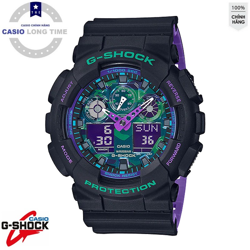 Đồng hồ nam Casio G Shock GA-100BL-1ADF Dây Nhựa Hai Màu - Chống Nước 200m