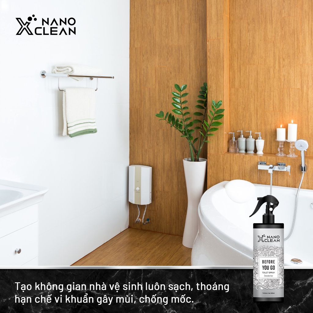 CHAI XỊT NANO BẠC DIỆT KHUẨN KHỬ MÙI TOILET NHÀ VỆ SINH -NANO XCLEAN TOILET SPRAY 500ML- AHT CORP (AHTC)