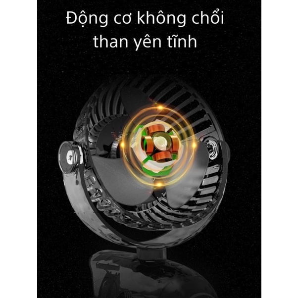 [Dung lượng lớn]Quạt mini quạt kẹp bàn tích điện pin 10000 mAh siêu mát