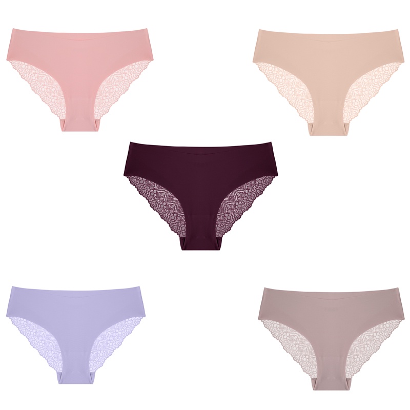 Set 2 quần lót CUTEBYTE không đường may phối ren nhiều màu sắc tùy chọn size S-XL quyến rũ dành cho nữ