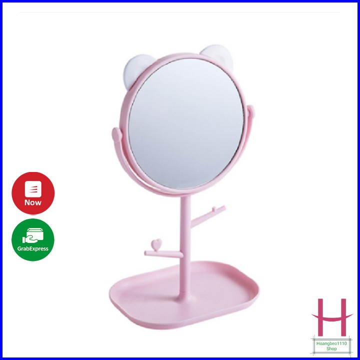 Gương Tai Mèo Để Bàn Trang Điểm Siêu Cute Xoay 360 Độ