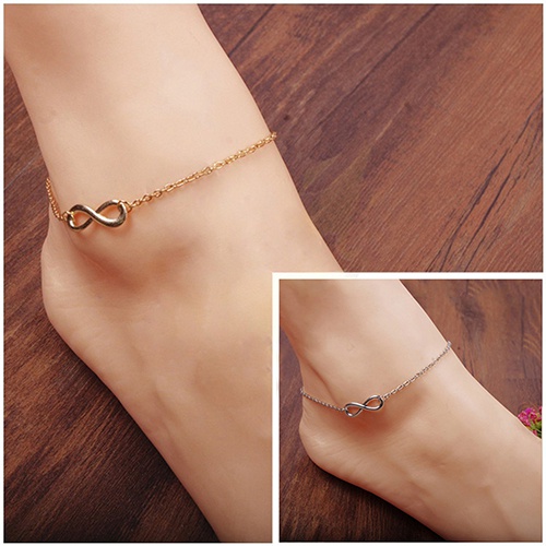 Lắc chân hợp kim hình số 8 đơn giản sang trọng dành cho nữ