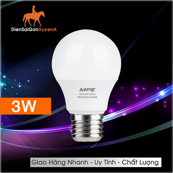 Bóng đèn MPE 3W LED Bulb tròn ánh sáng trắng - Điện Sài Gòn Xuyên Á