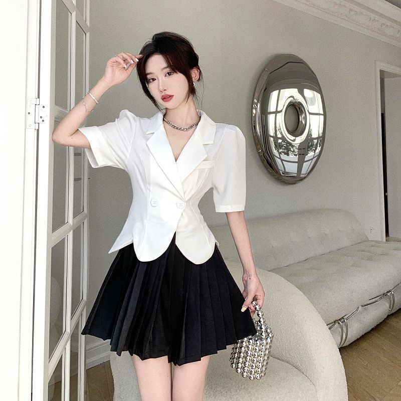 Set Áo Vest Tay Phồng Ngắn + Váy Ngắn Thời Trang Mùa Hè Cho Nữ