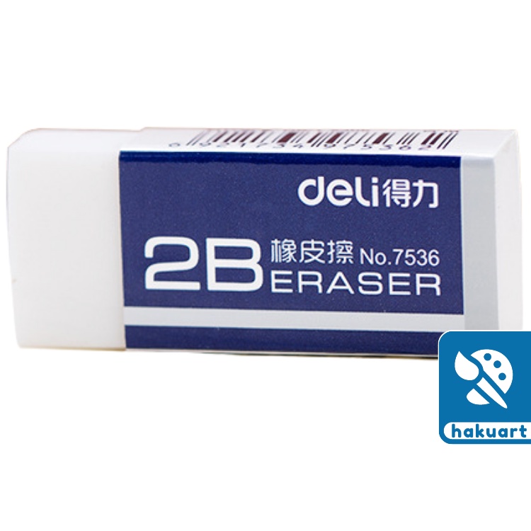 Gôm 2B Tẩy Bút Chì Deli Màu Trắng Eraser 7536 - Văn Phòng Phẩm Hakuart