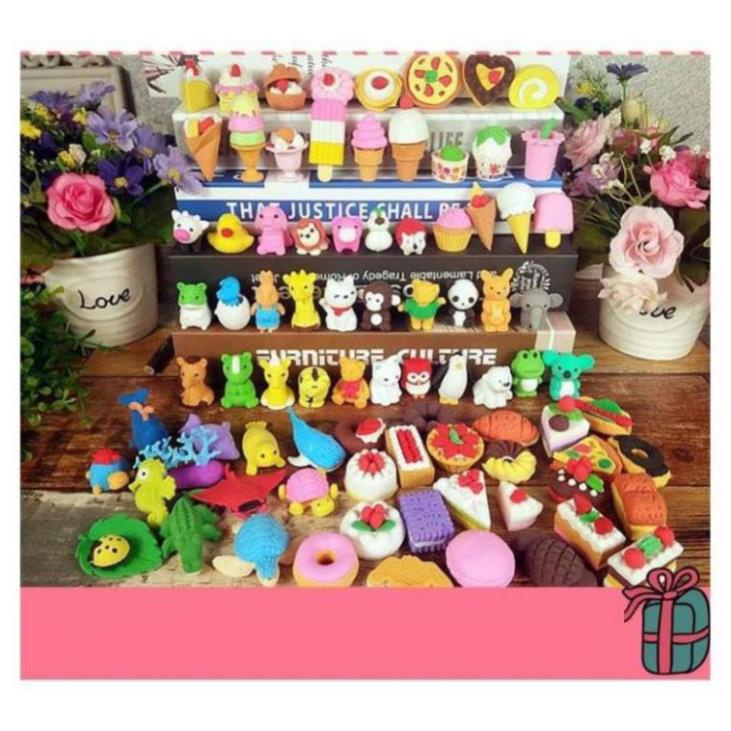 Gôm tẩy, CỤC TẨY BÚT chì siêu cute- hình thú, hoa quả, mặt cười, Ô TÔ, KHỦNG LONG...