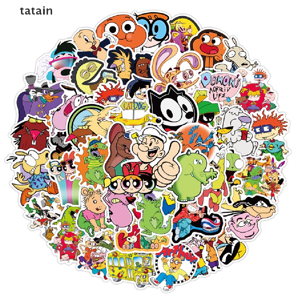 [TAT] 50PCS Mixed Classic Cartoon Anime Stickers Luggage Graffiti Waterproof Sticker CVX